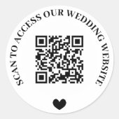 Scannen naar toegang tot website Hart QR-code Ronde Sticker (Voorkant)