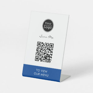 Scannen naar uitzicht menu aangepaste logo QR-code Reclamebord Met Voetstuk