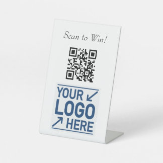Scannen naar Win QR Tabletop Sign - volledig aanpa Reclamebord Met Voetstuk