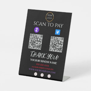 Scannen naar Zelle Venmo QR-code betalen Reclamebord Met Voetstuk
