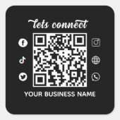 Scannen om QR-code en aangepaste tekst aan te slui Vierkante Sticker (Voorkant)