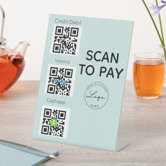 Scannen om QR-code te betalen Contactloze handteke Reclamebord Met Voetstuk (Insitu)