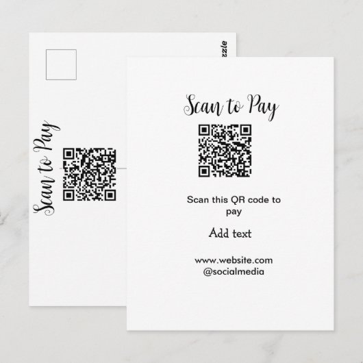 Scannen om te betalen Scannen QR-code toevoegen we Briefkaart (Voorkant / Achterkant)