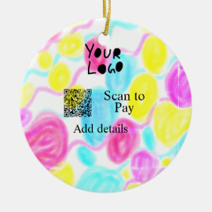 Scannen om te betalen Voeg Q R business logo regen Keramisch Ornament