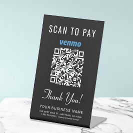 Scannen om Venmo QR Code Black te betalen Reclamebord Met Voetstuk