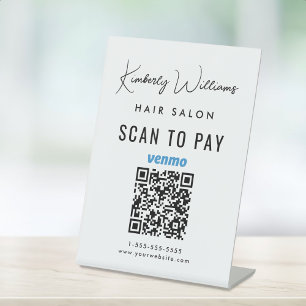 Scannen om Venmo QR Code Business te betalen Reclamebord Met Voetstuk
