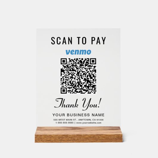 Scannen om Venmo QR-code te betalen Acryl Bord (Voorkant)