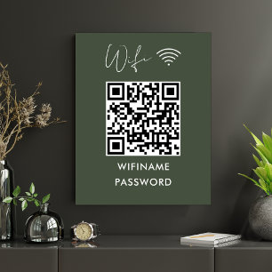 Scannen om WiFi QR Code Password Forest Green aan Poster
