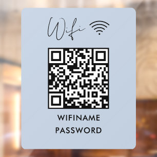 Scannen om WiFi QR-codewachtwoord Navy Script aan Raamsticker