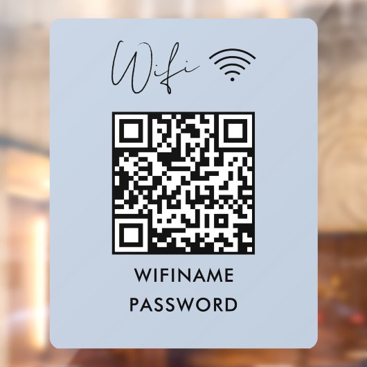 Scannen om WiFi QR-codewachtwoord Navy Script aan  Raamsticker (Vel 2)