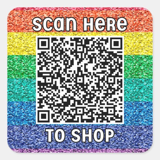 Scannen QR-code regenboog Klassic Square Sticker (Voorkant)