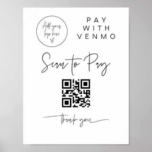 Scannen QR Code Sign Wedding Bar Valet Business G4 Poster (Voorkant)
