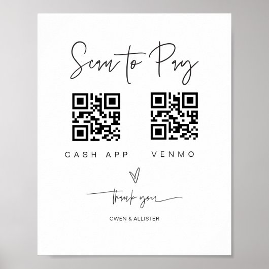 Scannen QR Code Sign Wedding Bar Valet Business G4 Poster (Voorkant)