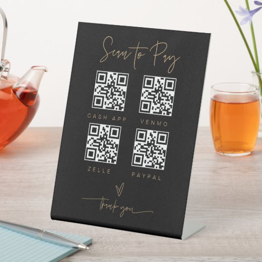 Scannen QR Code Sign Wedding Bar Valet Business G4 Reclamebord Met Voetstuk (Insitu)