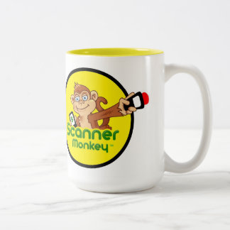 Scanner Monkey Coffee Mok 15 oz - wit & geel