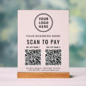Scanner pour Payer Code QR Rose Dessus de Table (Neutre)