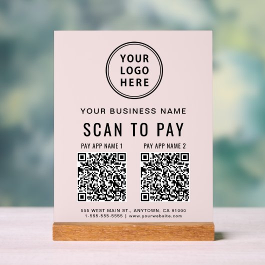 Scanner pour Payer Code QR Rose Dessus de Table (Neutre)
