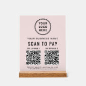 Scanner pour Payer Code QR Rose Dessus de Table (Recto)