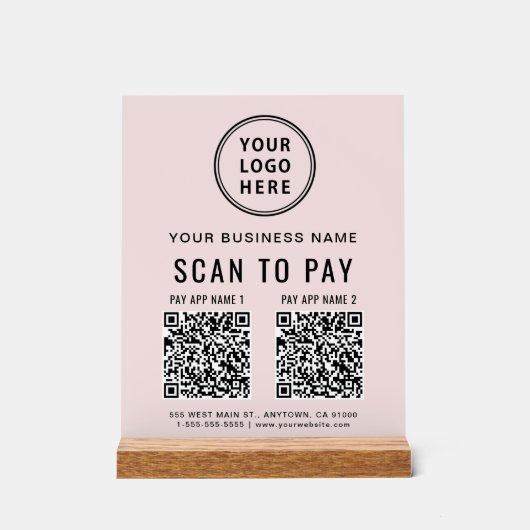 Scanner pour Payer Code QR Rose Dessus de Table (Recto)