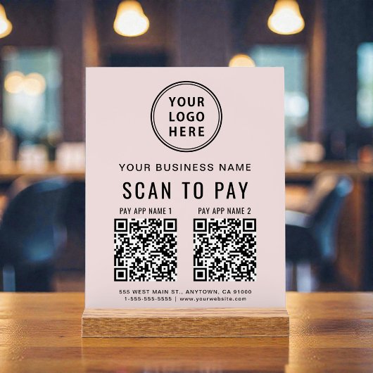Scanner pour Payer Code QR Rose Dessus de Table