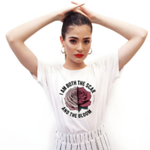 Scar & Bloom Minimalistische Half-Roze Half-Littek T-shirt