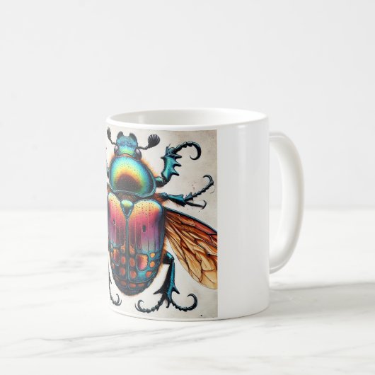 scarab beetle 101024IREF205 - Watercolor Koffiemok (Voorkant rechts)