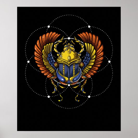 Scarab Beetle Egyptisch symbool Sacred Geometry Poster (Voorkant)