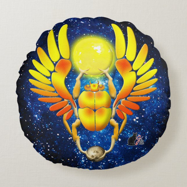 Scarab Rond Kussen (Voorkant)