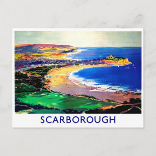 Scarborough strand, Engeland, vintage-reis Briefkaart