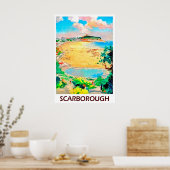Scarborough strand, landschap, vintage-reis poster (Keuken)