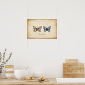 Scarce Large Blue Butterfly Naturalist Specimen Po Poster (Keuken)