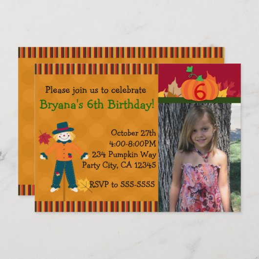 Scarecrow Automne Automne Photo Party Invitation (Devant / Derrière)