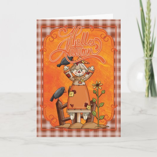 Scarecrow Bonjour Automne Carte de voeux (Devant)