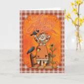 Scarecrow Bonjour Automne Carte de voeux (Fleur jaune)