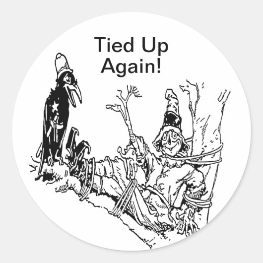 Scarecrow gebonden in de boom ronde sticker (Voorkant)