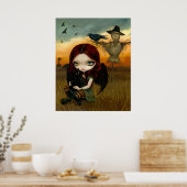 Scarecrow gothic fairy cat halloween Art Print (Keuken)