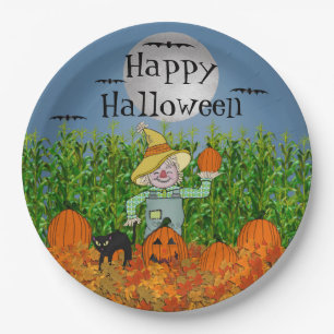 Scarecrow Happy Halloween Paper-Borden Papieren Bordje