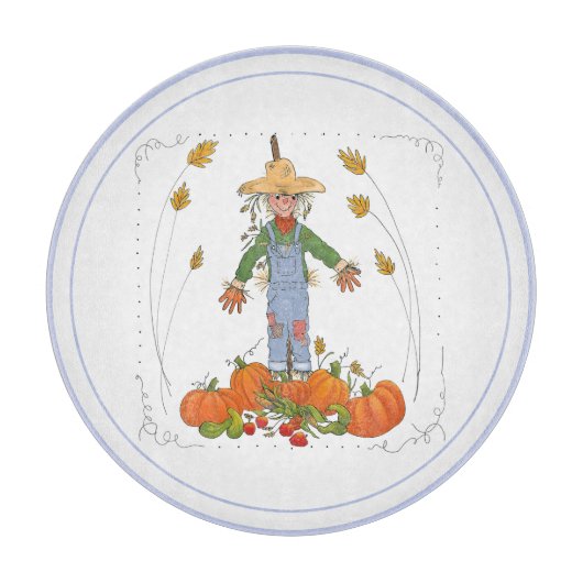 Scarecrow Herfst Harvest Pumpkin Patch Waterverf Snijplank (Voorkant)
