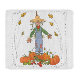 Scarecrow in Pumpkin Patch Cute Waterverf Snijplank