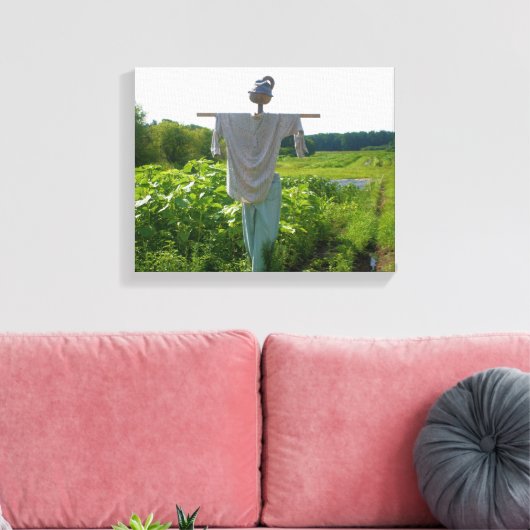 Scarecrow in tuinveld canvas afdruk (Insitu (Woonkamer))