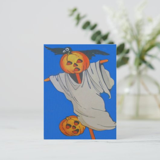 Scarecrow Jack O' Lantern Pumpkin Ghost Briefkaart (Staand voorkant)