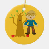 Scarecrow naast Talking Tree-kerstversiering Keramisch Ornament (Voorkant)