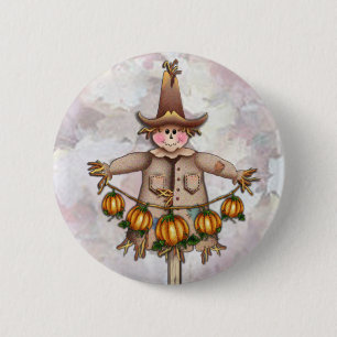 SCARECROW & PUMPKIN GARLAND DOOR SHARON SHARPE RONDE BUTTON 5,7 CM