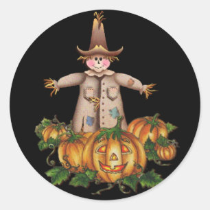 SCARECROW & PUMPKIN PATCH DOOR SHARON SHARPE RONDE STICKER