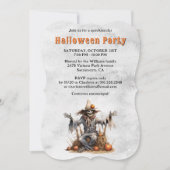 Scarecrow Skeleton Pumpkins Halloween Party Kaart (Voorkant)