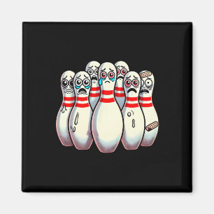 Scared Bowling Pins Cartoon Fun Bowler Humorous Me Magneet