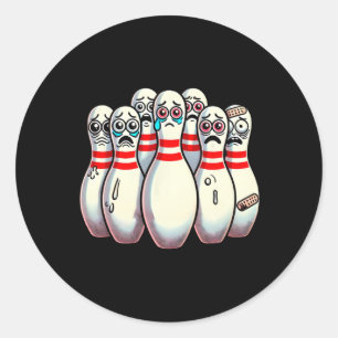 Scared Bowling Pins Cartoon Fun Bowler Humorous Me Ronde Sticker