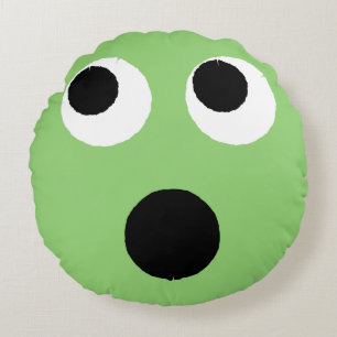 Scared Face Green Emoticon Emoji Rond Kussen