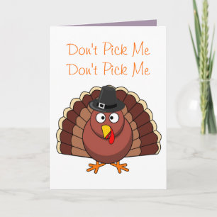 Scared Turkey Verses Pizza Funny Thanksgiving Feestdagen Kaart