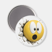 Scaredy 3D Emoji Round Magnet (Recto/Verso)